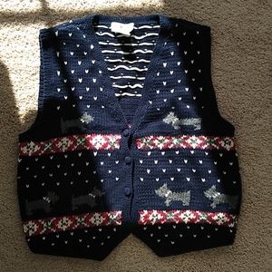 Sweater vest with gray dogs size small